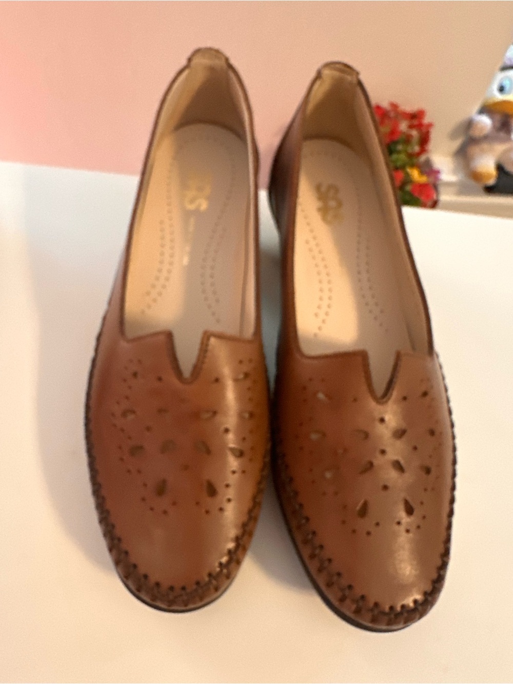 SAS Women's Perforated Leather Slip-On Loafers in Brown